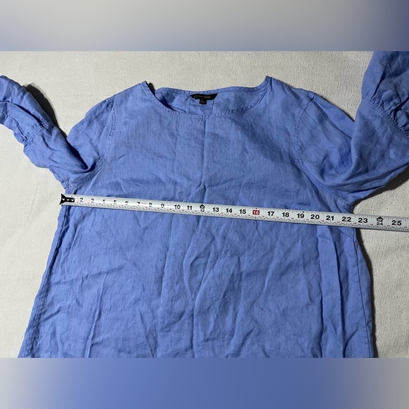 John Mark Women's Large Blue Top Tunic 100% Linen‎ - Picture 3 of 10